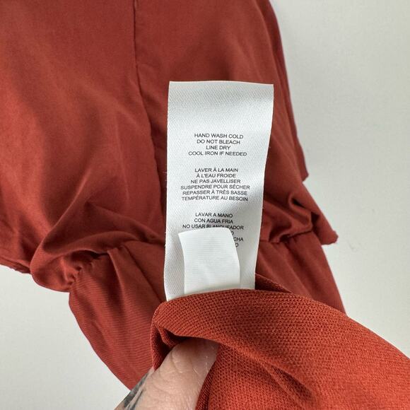 Julia Jordan Dress Womens 10 Flutter Sleeve Twist Front V Neck Sheath in Rust - Picture 10 of 11